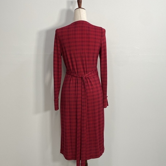 Ann Taylor Wrap Dress Elegant Women's 8P Red Black - Picture 6 of 12